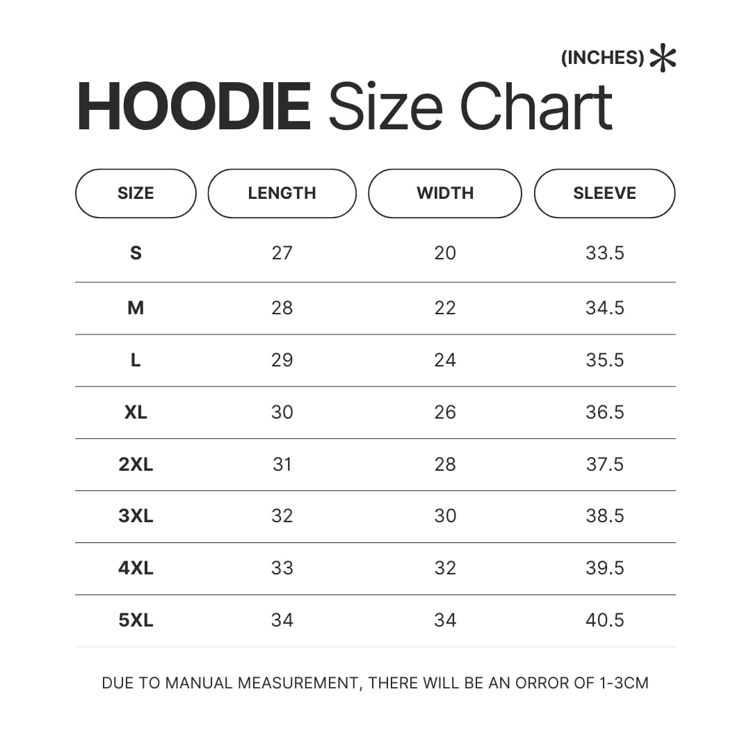 Hoodie Size Chart - BTS Gifts