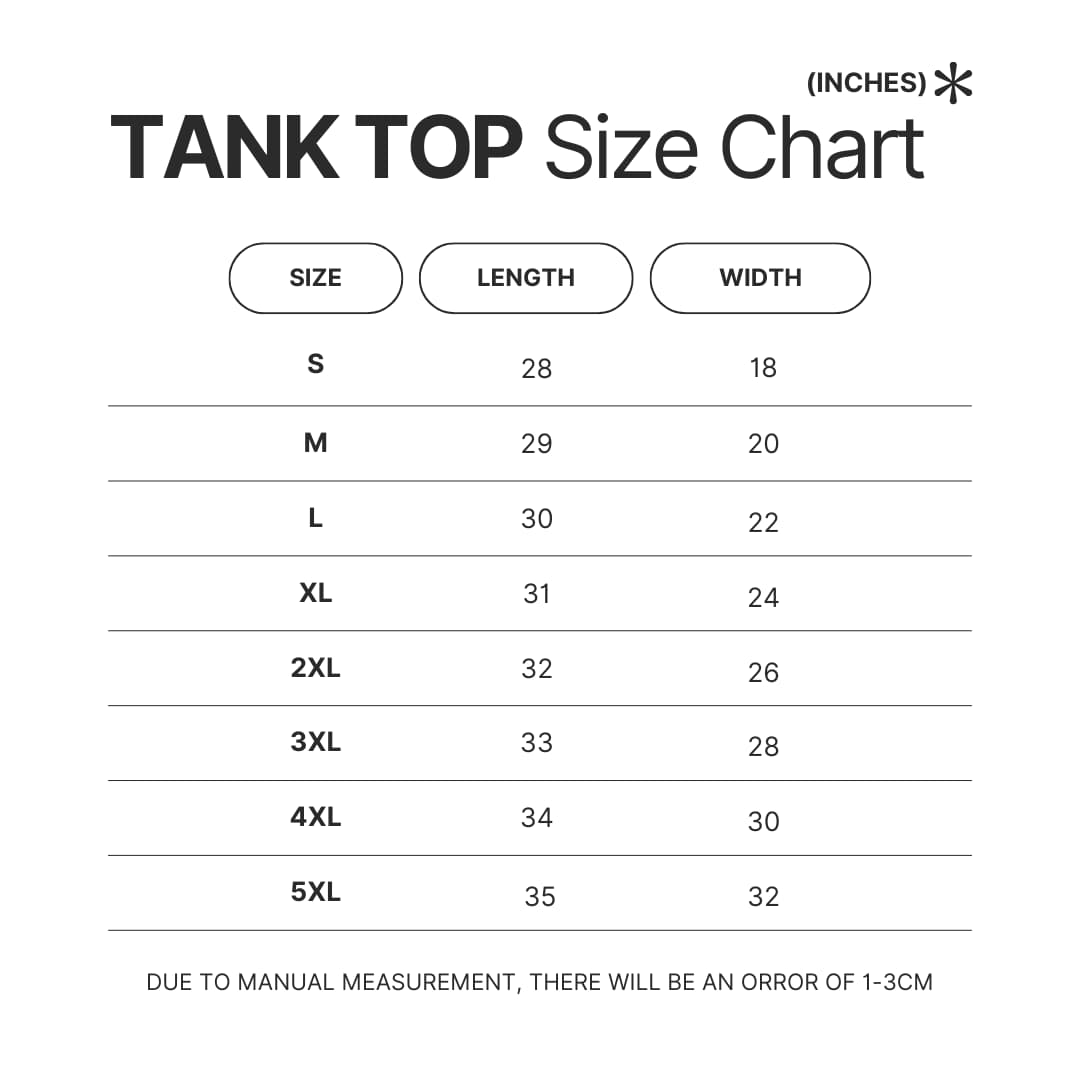 Tank Top Size Chart - BTS Gifts