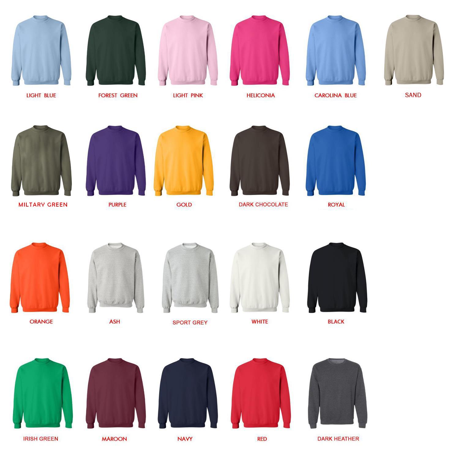 sweatshirt color chart - BTS Gifts