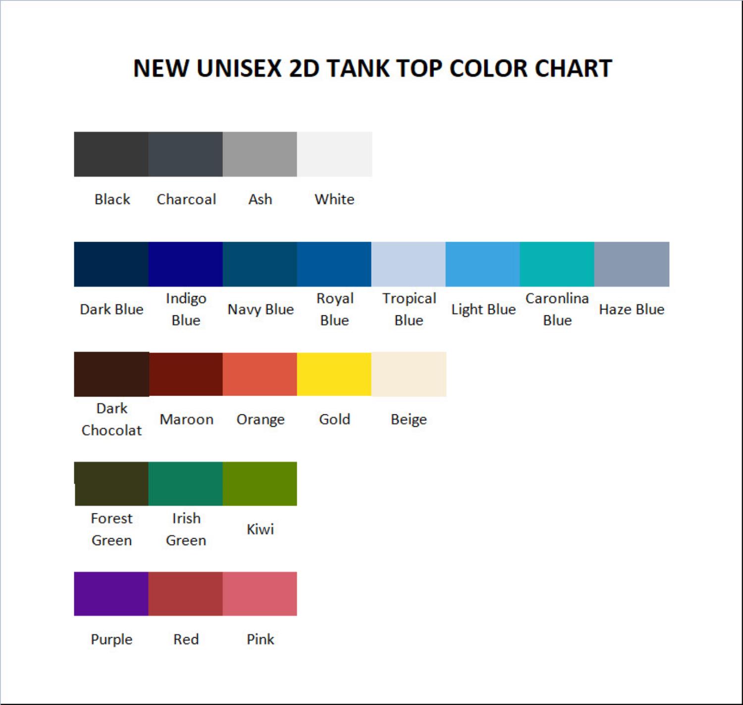 tank top color chart - BTS Gifts