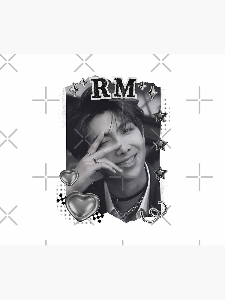 Bts Rm Kpop Boy Group Black And White Collage Design Tapestry - Image 2