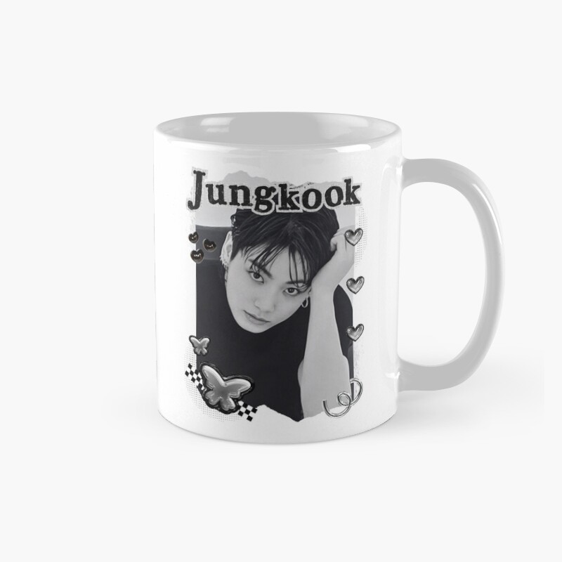Bts Jungkook Kpop Boy Group Black And White Collage Design Mug