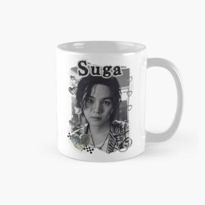 Bts Suga Kpop Boy Group Black And White Collage Design Mug