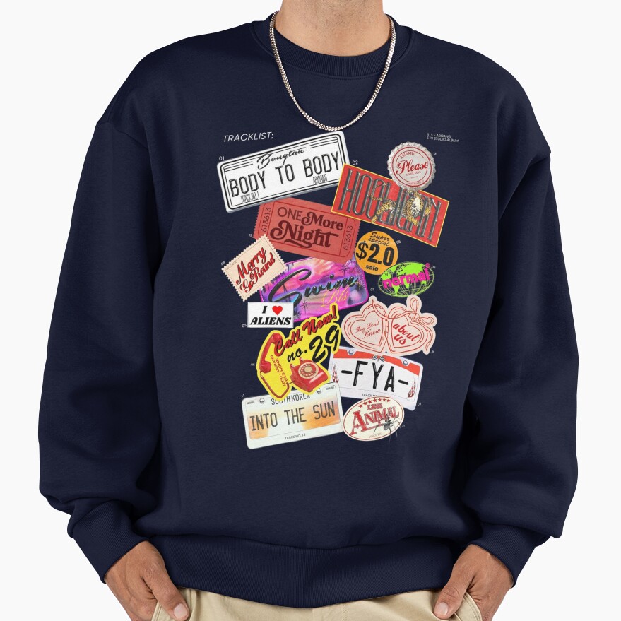 Bts Arirang Studio Album Sticker Collage Tracklist Sweatshirt - Image 5