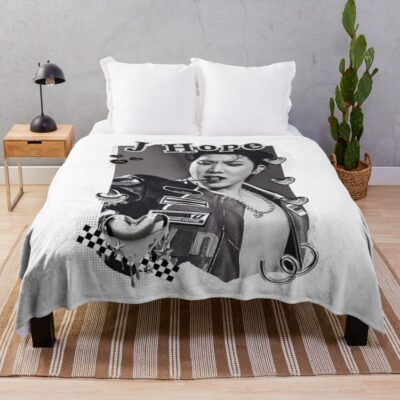 Bts J Hope Kpop Boy Group Black And White Collage Design Throw Blanket