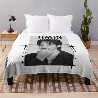 Bts Jimin Kpop Boy Group Scrapbook Collage Cozy Y2k Vintage Design Throw Blanket