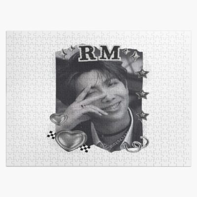 Bts Rm Kpop Boy Group Black And White Collage Design Puzzle