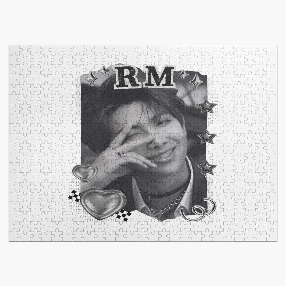 Bts Rm Kpop Boy Group Black And White Collage Design Puzzle