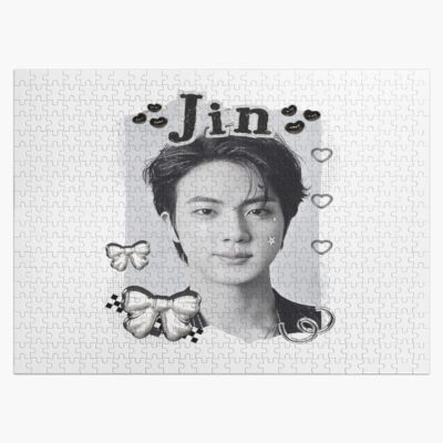 Bts Jin Kpop Boy Group Black And White Collage Design Puzzle