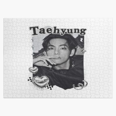 Bts V Taehyung Kpop Boy Group Black And White Collage Design Puzzle