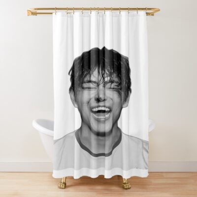 V Kim Taehyung Raw Smile Artistic Black And White Shower Curtain