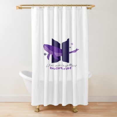 Bts Logo And Purple Whale Shower Curtain
