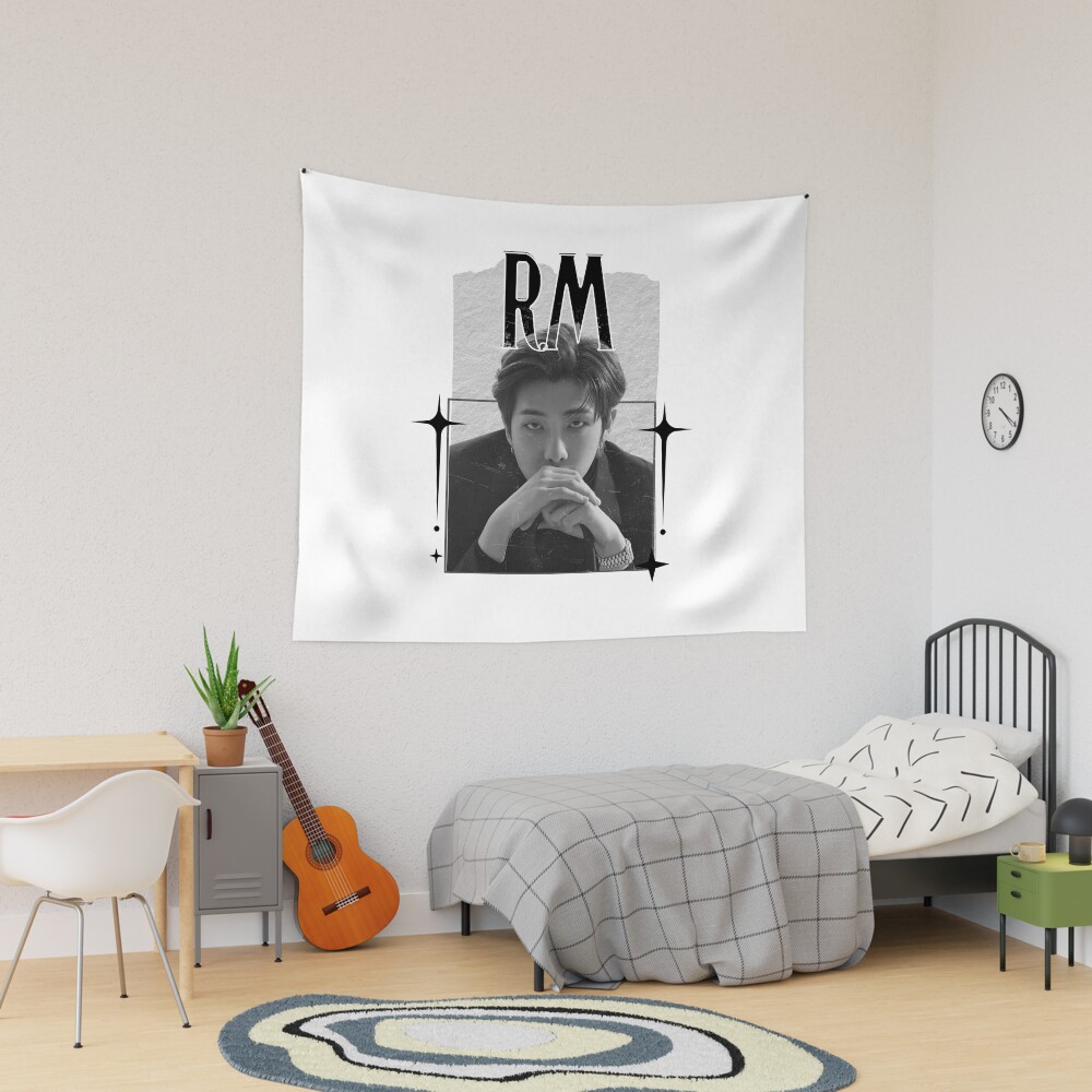 Bts Rm Kpop Boy Group Scrapbook Collage Cozy Y2k Vintage Design Tapestry