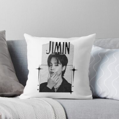 Bts Jimin Kpop Boy Group Scrapbook Collage Cozy Y2k Vintage Design Throw Pillow