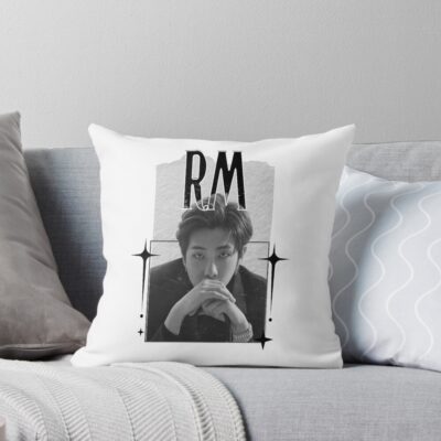 Bts Rm Kpop Boy Group Scrapbook Collage Cozy Y2k Vintage Design Throw Pillow